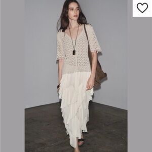 Zara Beige Open-Knit Cardigan